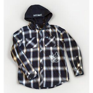 Lurking Class Hooded Flannel Shirt Men’s Large Black K-9 Skeleton Grunge Skater
